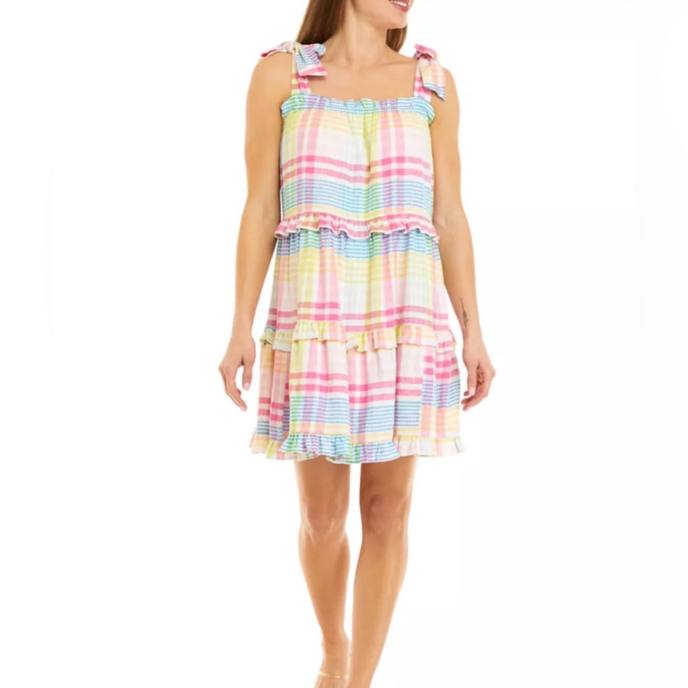 Crown & Ivy, Linen Blend Plaid Dress,‎ Size M